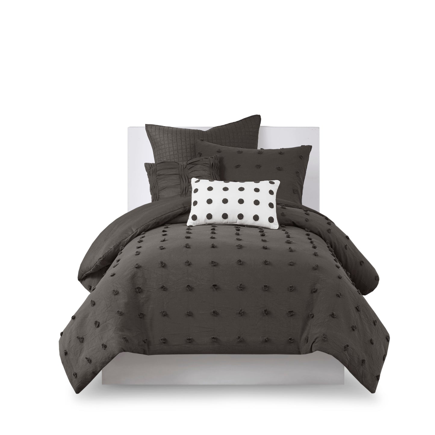 Brooklyn Cotton Jacquard Comforter Set with Euro Shams and Throw Pillows