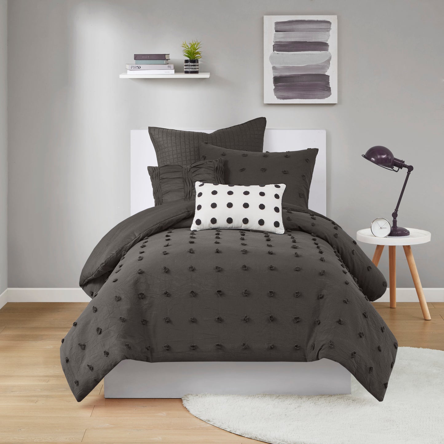 Brooklyn Cotton Jacquard Comforter Set with Euro Shams and Throw Pillows