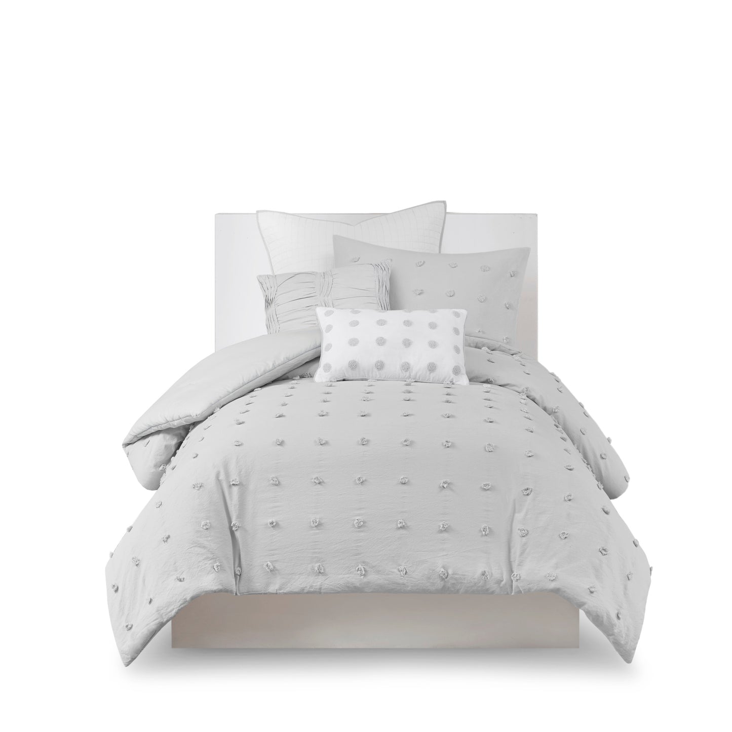 Brooklyn Cotton Jacquard Comforter Set with Euro Shams and Throw Pillows