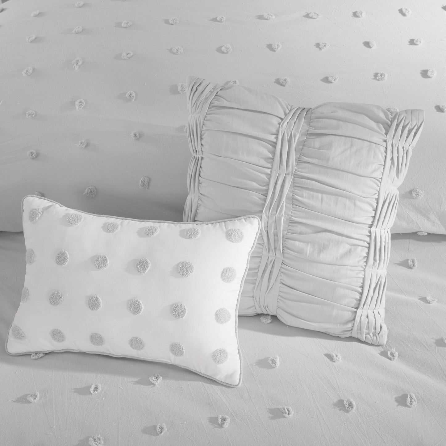 Brooklyn Cotton Jacquard Comforter Set with Euro Shams and Throw Pillows