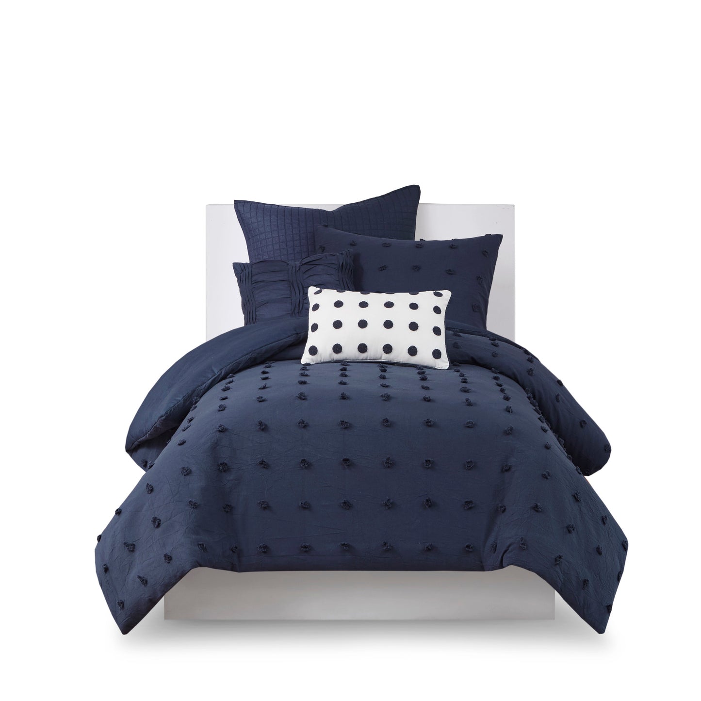 Brooklyn Cotton Jacquard Comforter Set with Euro Shams and Throw Pillows