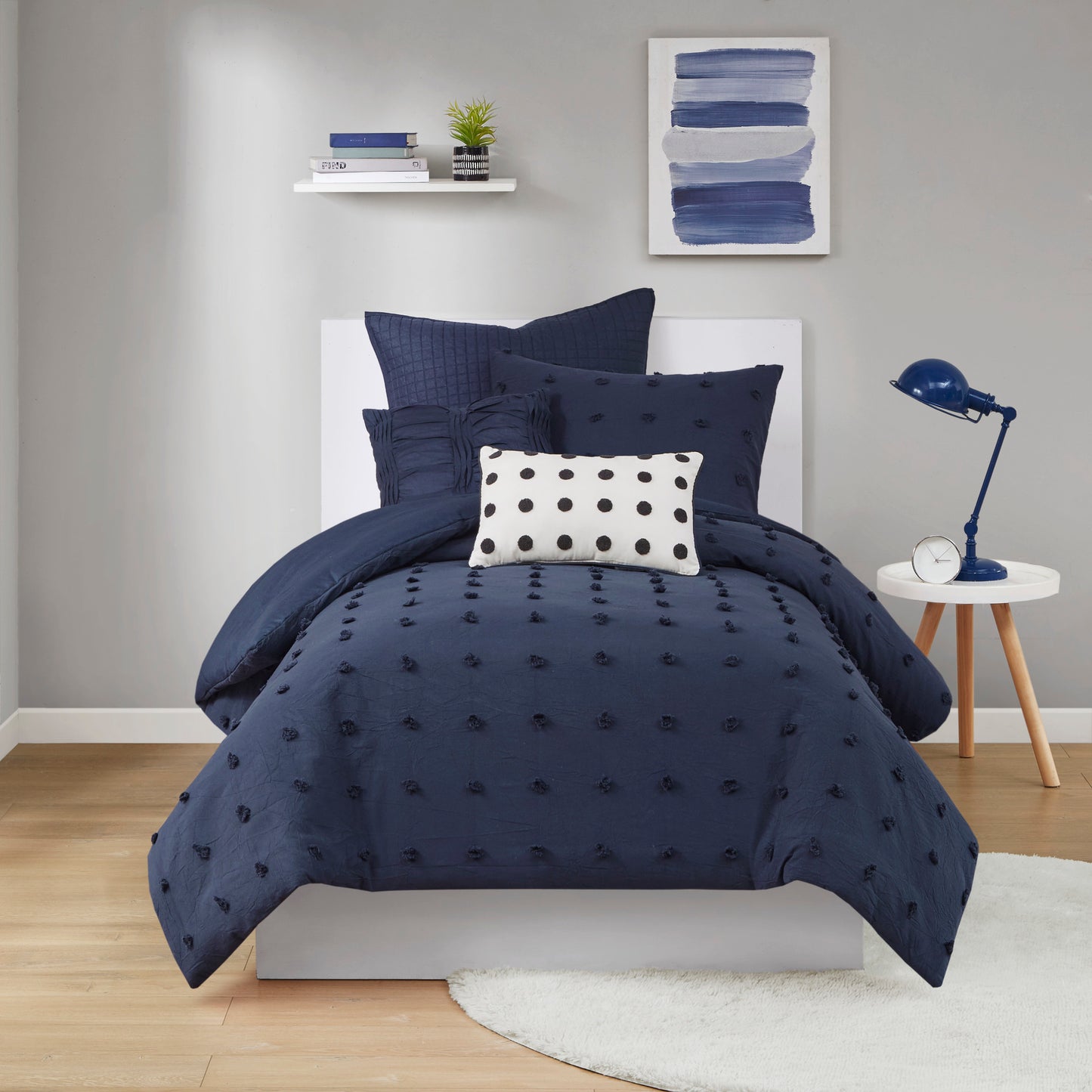 Brooklyn Cotton Jacquard Comforter Set with Euro Shams and Throw Pillows