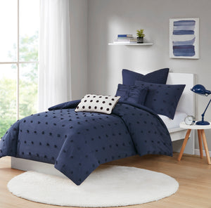 Brooklyn Cotton Jacquard Duvet Cover Set with Euro Shams and Throw Pillows