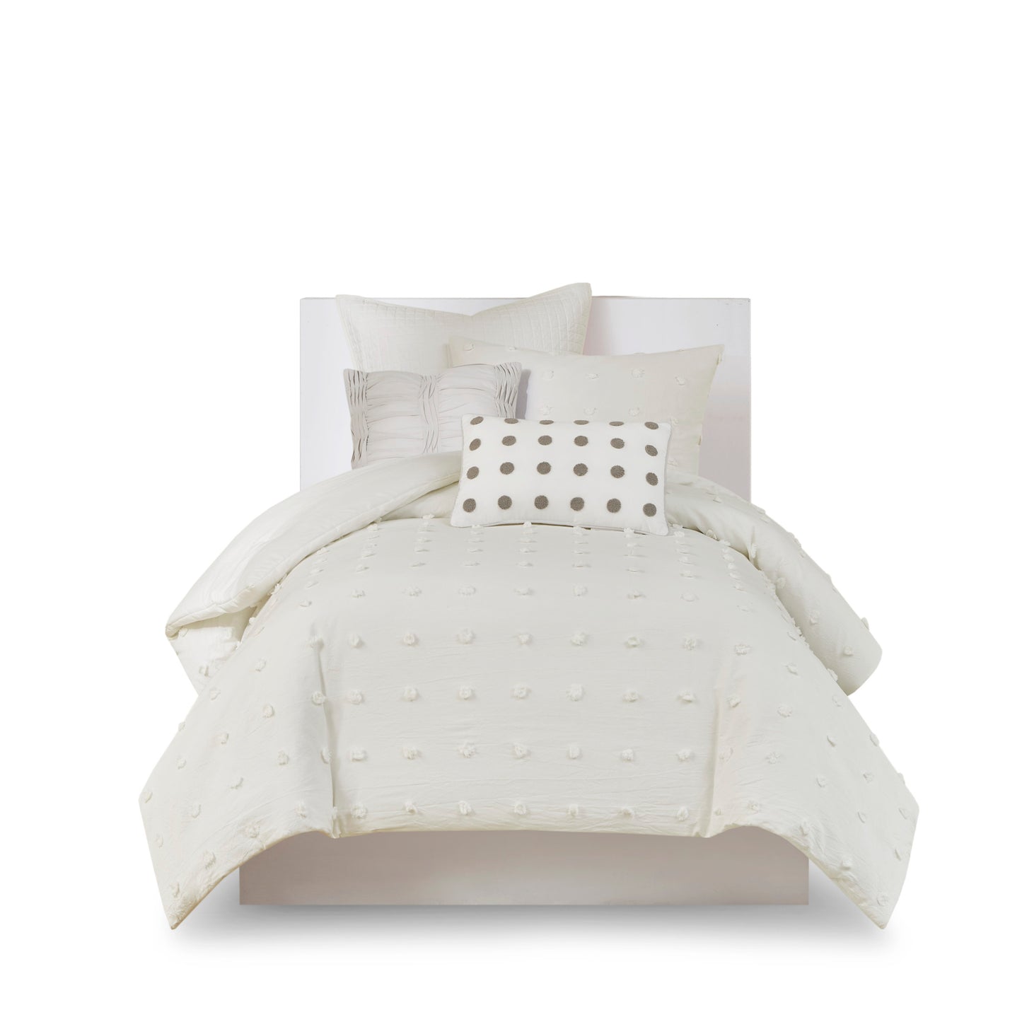 Brooklyn Cotton Jacquard Comforter Set with Euro Shams and Throw Pillows