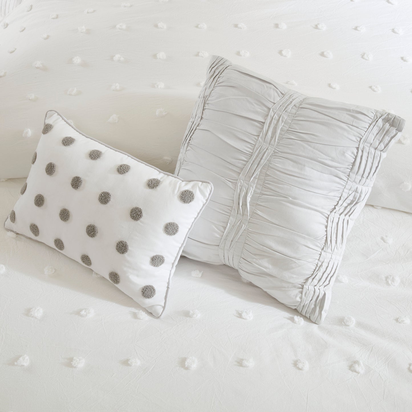 Brooklyn Cotton Jacquard Comforter Set with Euro Shams and Throw Pillows