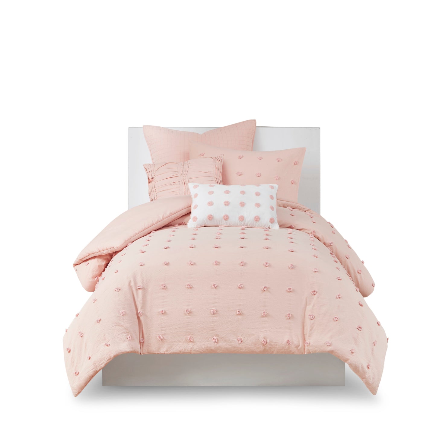 Brooklyn Cotton Jacquard Comforter Set with Euro Shams and Throw Pillows