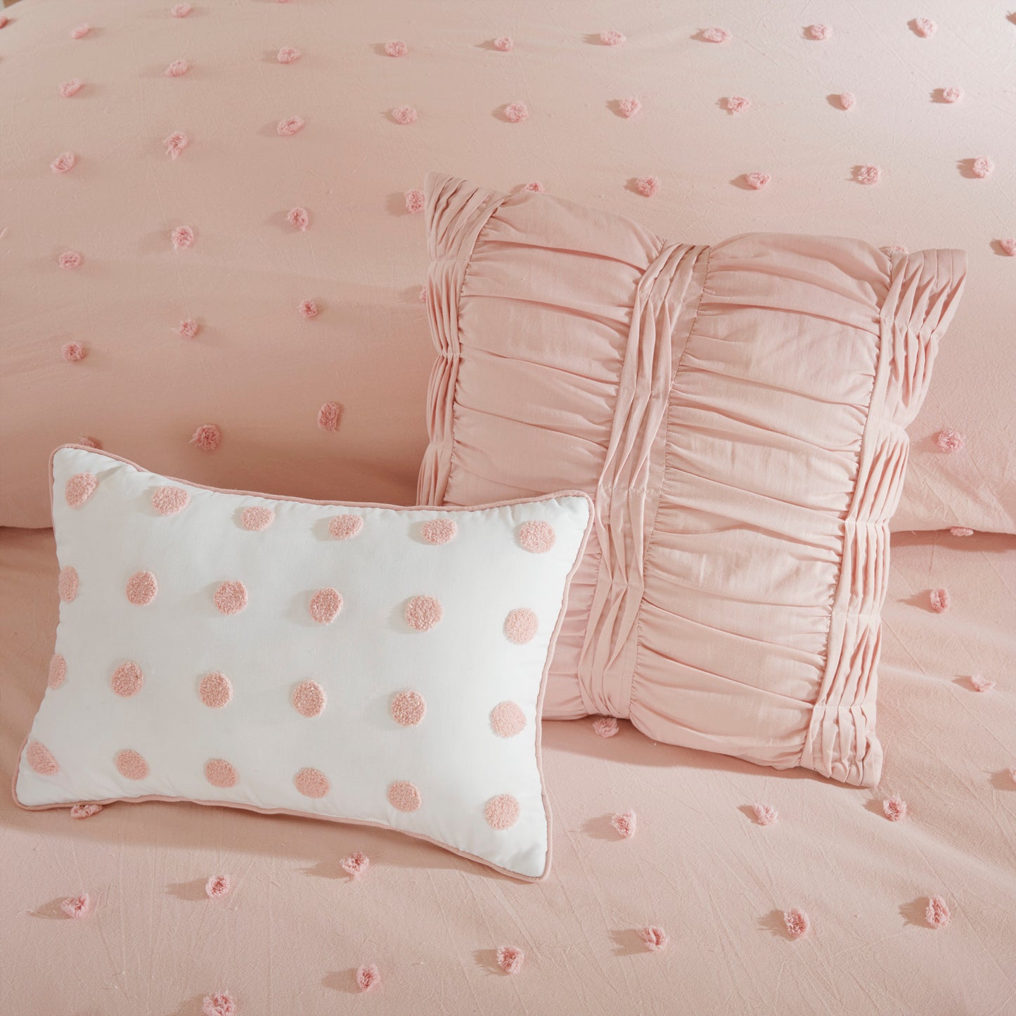 Brooklyn Cotton Jacquard Comforter Set with Euro Shams and Throw Pillows