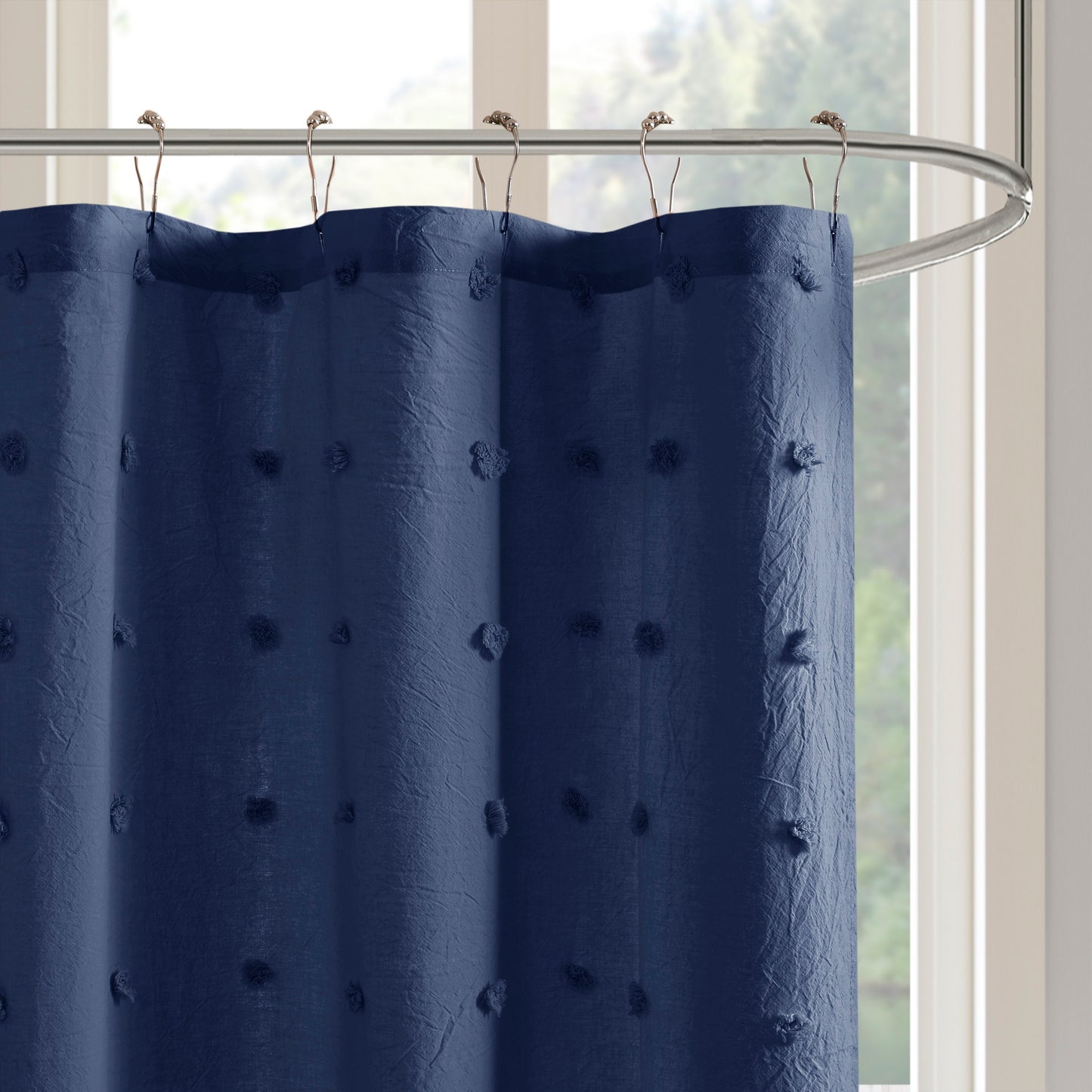 Brooklyn Cotton Jacquard Pom Pom Shower Curtain