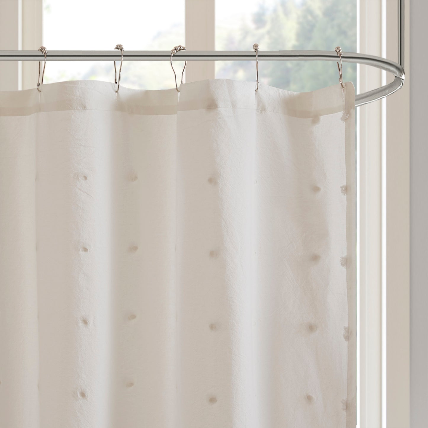 Brooklyn Cotton Jacquard Pom Pom Shower Curtain
