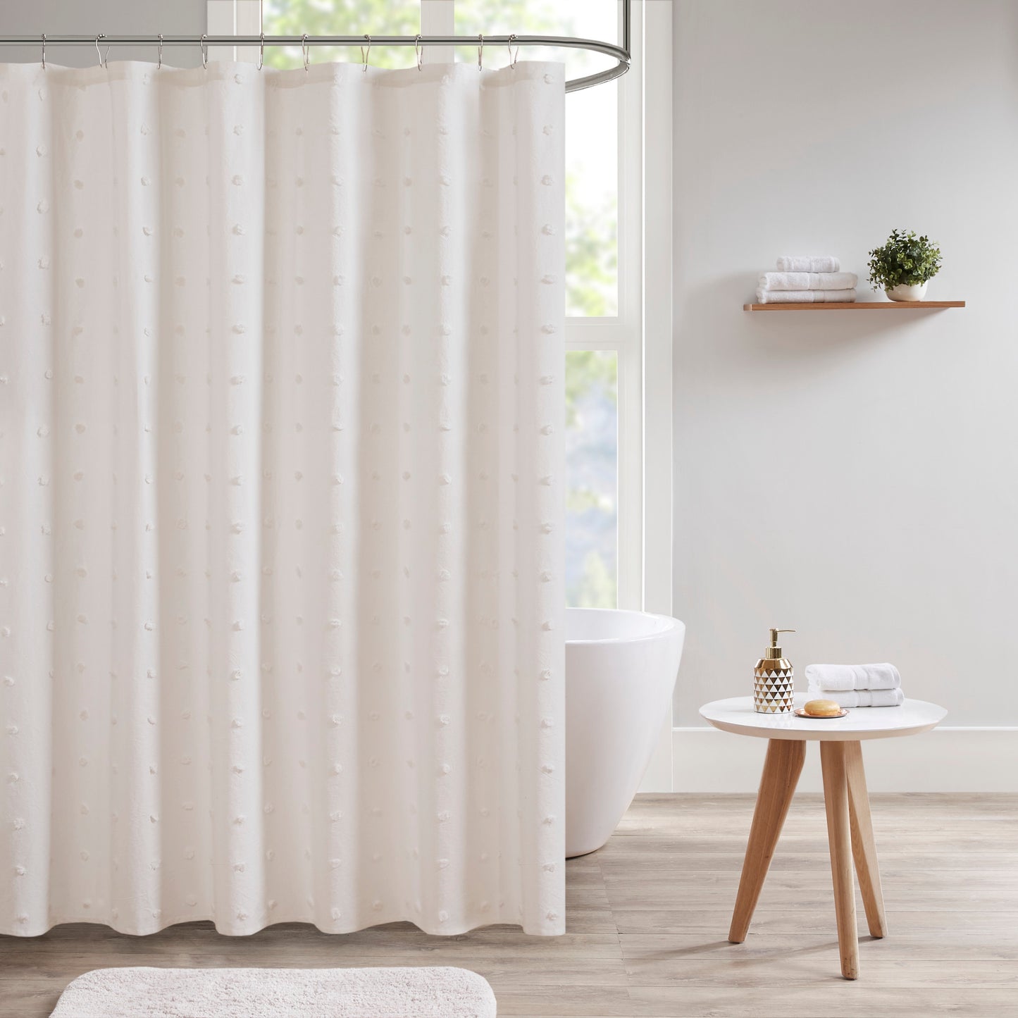 Brooklyn Cotton Jacquard Pom Pom Shower Curtain