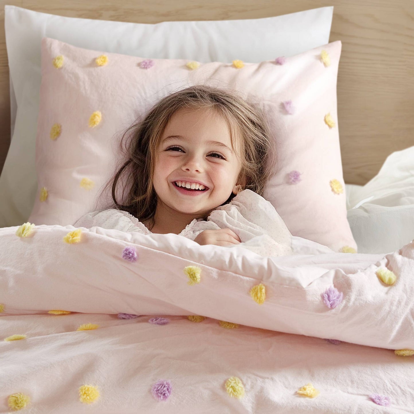 Callie Cotton Jacquard Pom Pom Comforter Set