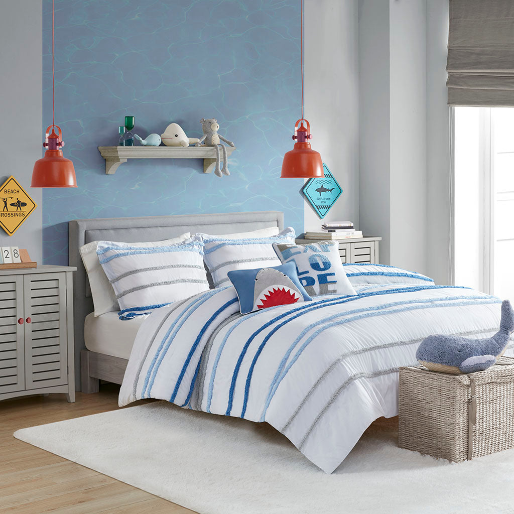 Haisley Cotton Duvet Cover Set with Chenille Trim